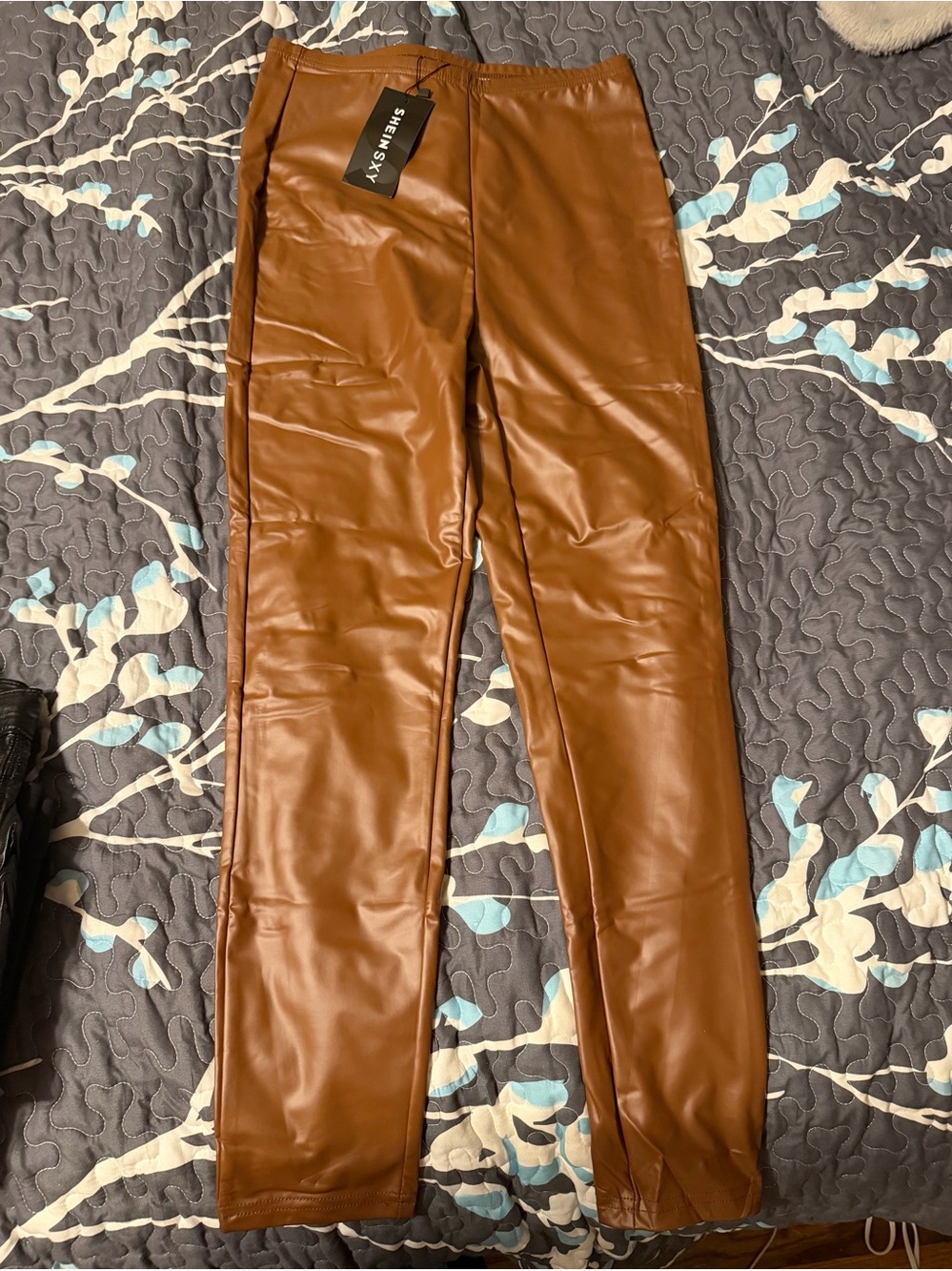 SHEIN Brown Faux Leather Pants